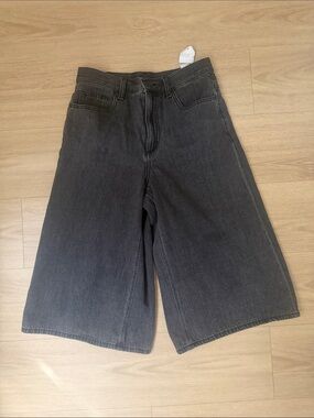 Gu Women’s Black Jorts Wide Leg Denim Culottes